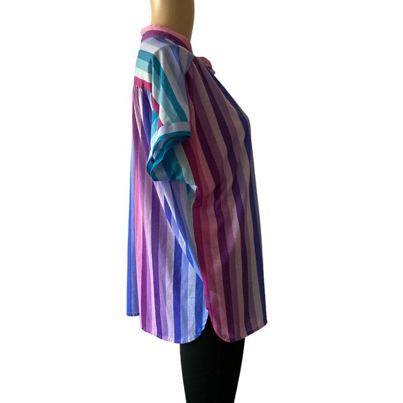 Vintage Lady Winn California by Teddi striped pastel size M-L Shirt - Picture 2 of 7